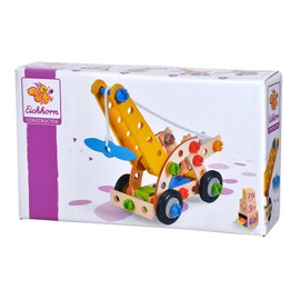 Eichhorn - 100039022 - Constructor Kranwagen, 70-teilig, Holzspielzeug-Konstruktionsset, 4 Verschiedene Modelvarianten baubar, Holzbaukasten, Motorikspielzeug ab 3 Jahren