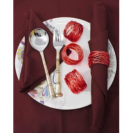 ITOS365 Handmade Round Red Mesh Napkin Rings Set of 6 Holder for Dinning Table Parties Everyday, Dia: 2 Inch