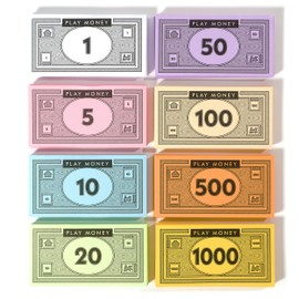 Opoly Play Money – 520Pcs Fake Money for Board Games – 65 of Each Bill in 8 Denominations – $1, 5, 10, 20, 50, 100, 500, & $1000 - Paper Money for Pretend Play Cashier, Refill Packs