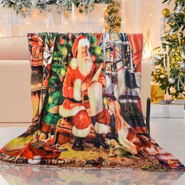 LLTTEER Christmas Cuddly Blanket, Sherpa Fleece Blanket, Flannel Fleece Blanket, as Sofa Blanket and Cuddly Couch Blanket (Christmas-06, 130 x 150 cm)