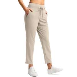 G Gradual Women's Pants High Waisted Golf Pants 2 Deep Pockets 7/8 Workout Pants for Athletic Travel Casual Lounge Work, Dusty White, XX-Large