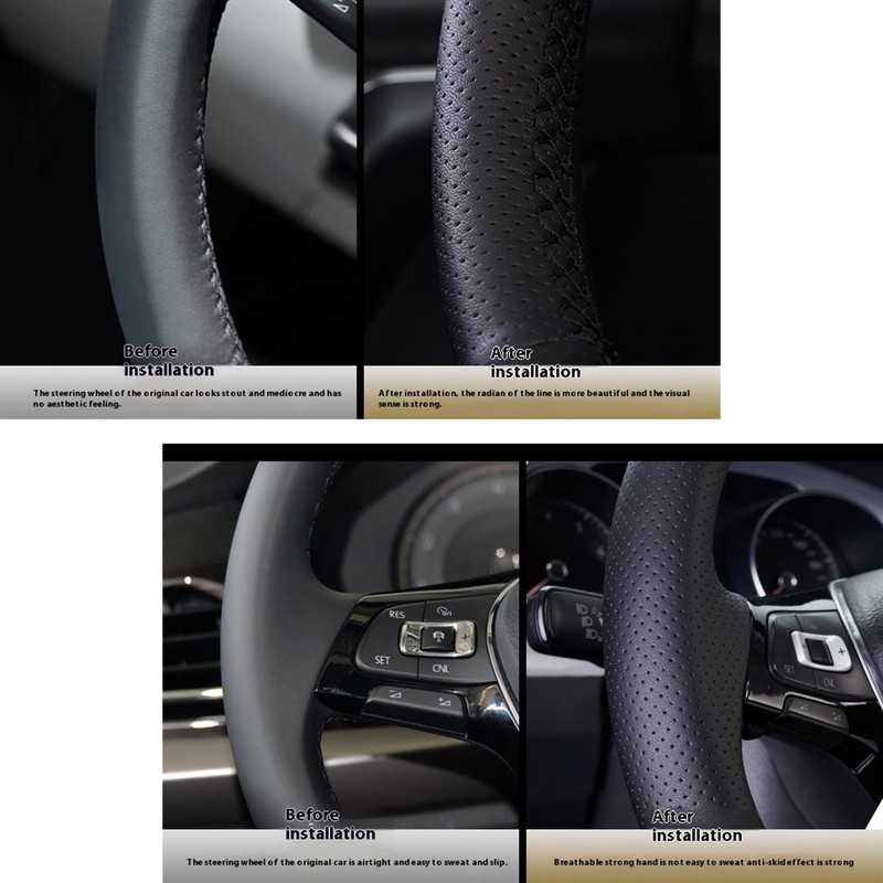 Hand Sewn Black Car Steering Wheel Cover, for Land Rover