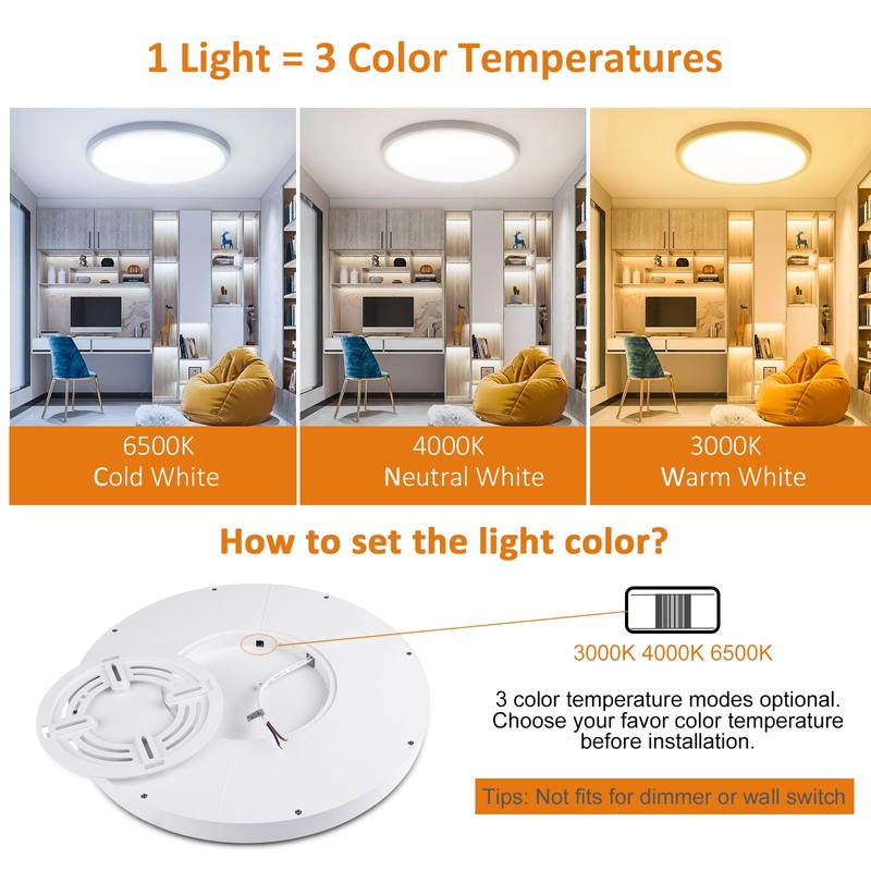 Oraymin LED Ceiling Light Flat Round Ceiling Light 24 W