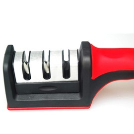 JY Afilador de Cuchillos Cocina 3 Etapa Manual Profesional Afiladores Manuales con cuchilla de Cerámica/varilla de diamante/Hoja de Acero de Tungsteno, Cuchillas de Restauración y Polaco con Base Antideslizante, Mango Ergonómico para Cualquier Tipo de Cu