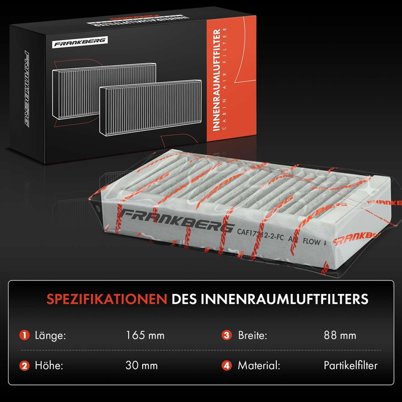 Frankberg 4x Cabin Air Filter Pollen Filter with Activated Carbon