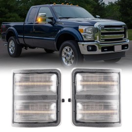 HTZCMOTO Switchback LED Side Mirror Turn Signal Lights Compatible with 2008-2016 F250 F350 F450 F550 Super Duty, Dynamic Sequential Amber Turn Signals & White Running Parking Lights, Clear Len