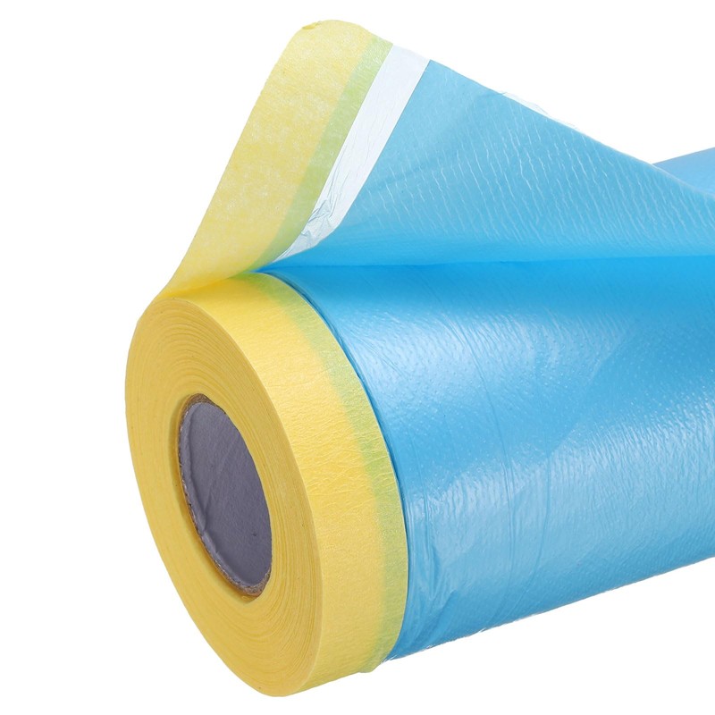 sourcing map Pre-Taped Masking Film, 3ft x 82ft Plastic Paint