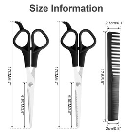 LOPHE Hair Cutting Scissors, 3-Piece Scissors Hair Cutting Hair Scissors Set, Thinning Scissors with Comb, Hair Cutting Scissors for Beard Scissors, Hair Scissors, Salon Haircut at Home, Black