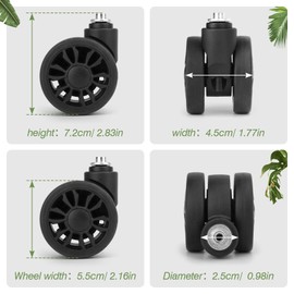 Vivikivi Pack of 2 55 mm Suitcase Castors Replacement Wheels Suitcase Castors Replacement Luggage Wheels Suitcase Replacement Wheels with Screws Repair Element (LN-3)