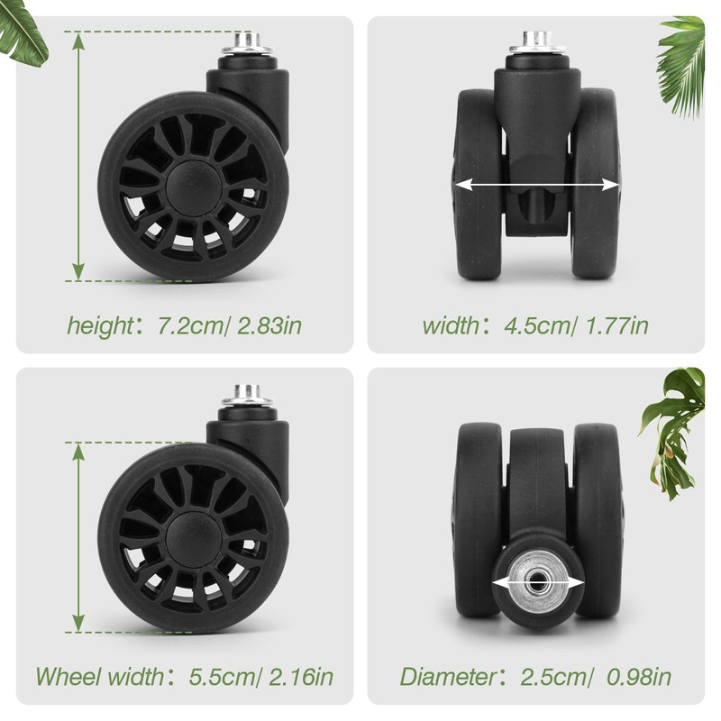 Vivikivi Pack of 2 55 mm Suitcase Castors Replacement Wheels