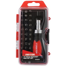 Dekton 37pc Stubby Ratchet Screwdriver And Bit Set - 3 Way Stubby Ratchet Handle| Ultra Strong Cr-v| Includes Precision 36 Bits For Versatile Use| Ergonomic Handle For Comfort And Control