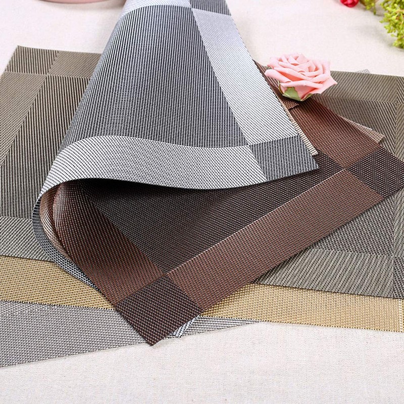 4PCS Table Placemats, PVC Dining Table Mats Woven Vinyl Table