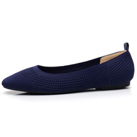 VenusCelia Zapato plano de punto flexible para mujer, Azul Marino, 8 US