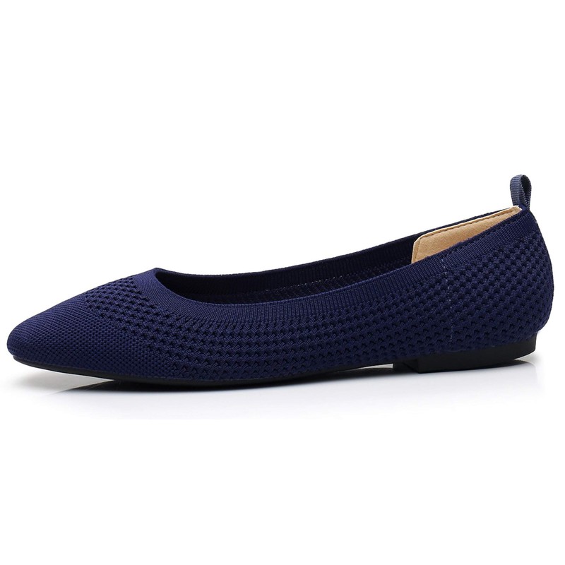 VenusCelia Zapato plano de punto flexible para mujer, Azul Marino,