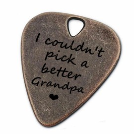 JUPPE Retirement Gifts For Grandfather, Metal Guitar Pick, I Couldn't Pick A Better Grandpa Bronze Guitar Picks & Bass Picks Music Birthday Gifts For Grandpa (I Couldn't Pick A Better Grandpa)