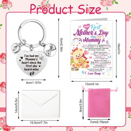 HOWAF First Mothers Day Card, Happy Mother's Day Card Mothers Day Cards for Mum, First Mother's Day Card, Mothers Day Keyring, Mumdy to Be Gifts, First Mothers Day Gifts from Bump for Mummy