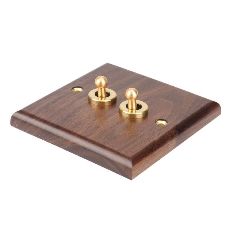 Retro American Industrial Style Light Switch Socket, Solid Wood Brass