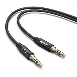 JAMEGA - 1 m Aux Cable 3.5 mm Audio Cable - Jack Stereo 3.5 mm Nylon Jack Cable for Headphones, Speakers, MP3 Players, Car, TV, Soundbar, Home / Car Stereos, Mobile Phones and More – Black