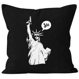 MoonWorks Cushion Cover Statue of Liberty Statue 40 x 40 Cotton Black Jumper