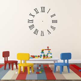 Roman Numeral Clock 53 Wall Decals Stickers, Black, 24"