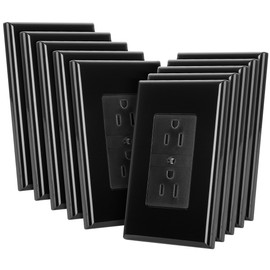 Bates- Duplex Wall Plate, 10 Pack, Black, Electrical Outlet Cover Plates