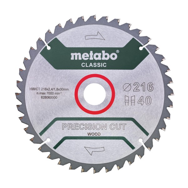 Metabo 628060000 HW/CT 216X30. 40 WZ 5 Circular Saw-Blade, Green