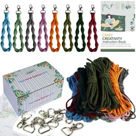 Macrame Keychain Kit for Adults Beginner Boho Macrame Keychian Kits with Precut Macrame Cord Keyrings Instruction Tutorials to Make Macrame Keychains Lanyards for Kids Women Starters DIY Crafts Kit