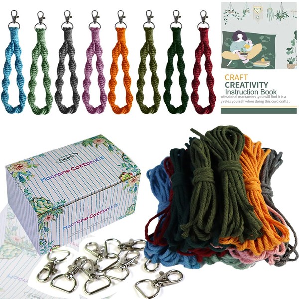 Macrame Keychain Kit for Adults Beginner Boho Macrame Keychian Kits