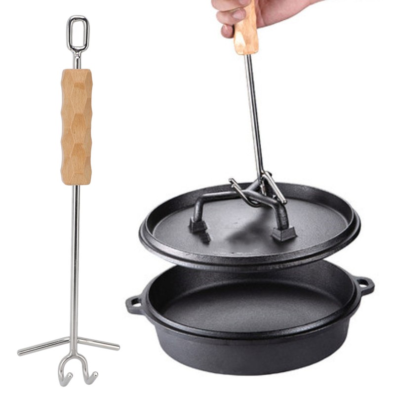 Dutch Oven Lid Lifter Tool Camp Cast Iron Pot Non