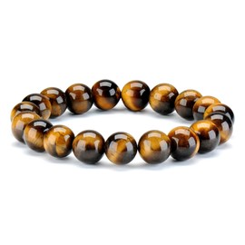 10 MM Natural Tiger Eye Gemstones Stone Bead Healing Energy Crystal Men Woman Elastic Bracelet …