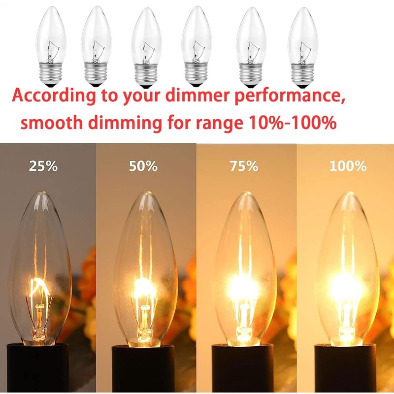 DXMKOP 40W Incandescent Torpedo Tip Chandelier, Chandelier Light Bulbs 40