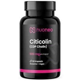 Citicoline CDP Choline 500 mg, 60 Capsules, High Bioavailability, No Additives, Full 500 mg Citicoline/CDP Choline per Capsule of nuoneo