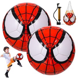 KUWUNG 2 Pcs Size 3 Football with Pump, Inflator needle and Mesh Bag, Stylish, Soft-Touch PVC, Even Pressure Kids Football, Ideal for Youth Boys League Game Training Practice or Gift