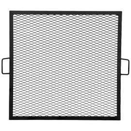 Sunnydaze X-Marks Fire Pit Cooking Grate - Outdoor Square Black Steel BBQ Campfire Grill with Handles - 30-Inch