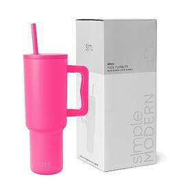 Simple Modern Simple Modern 40 oz Tumbler with Handle and Straw Lid | Insulated Cup Reusable Stainless Steel Water Bottle Travel Mug Cupholder Friendly | Gifts for Women Him Her | Trek Collection | Raspberry Vibes