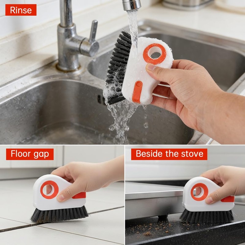 2‑in‑1 Groove Cleaning Brush, Window Track Cleaner with Bristle &