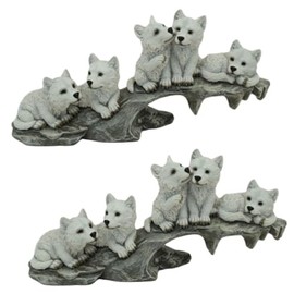 ICE ARMOR 2-PC Gift Set 10.25" W Wolf Family on Rock Edge Figurine Statue Sculpture Ornament Decoration Home/Room Decor for Housewarming, Holidays, Christmas Special