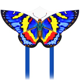 Butterfly Kite Kids Adults Easy to Fly Assemble Ages 4-8 8-12 Single line String Handle 210t Ripstop Nylon Fabric Beach Park Outdoor Activities (Blue)
