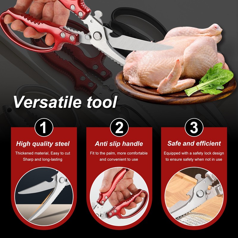 YOUNEEDFUL 2025 Heavy Duty Kitchen Scissors, Used For Cutting Meat,