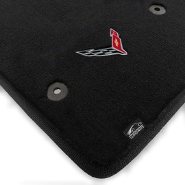 Lloyd Mats Custom-Fit Carpeted Floor Mats Premium Luxury Car Floor Liners for Corvette C8 2020-ON Standard Binding (Charcoal, 2PC - Fronts/Silver Flag)
