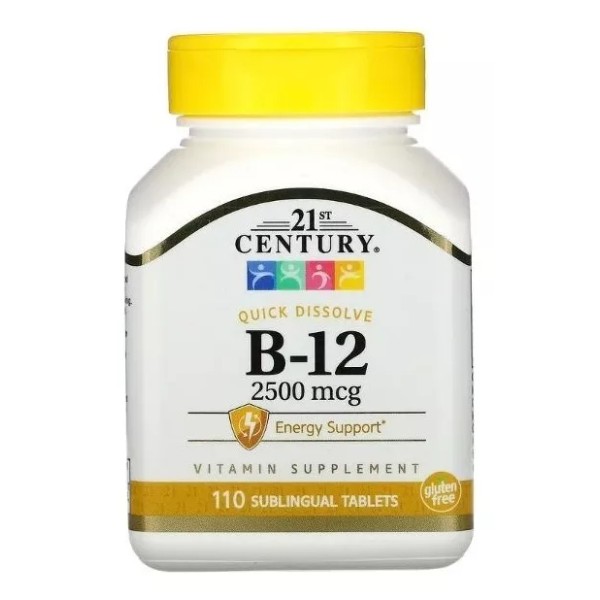 21st Century Vitamina B12 Sublingual 2500 Mcg 110tabs B 12 Disolucion Rap Sabor Cereza