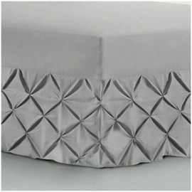 King Bed Valance Sheet 100% Egyptian Cotton 200 Thread Count Extra Deep Skirt Pocket Mattress White | Silver | Charcoal | Pink Fitted Bed Sheets (King, Silver)