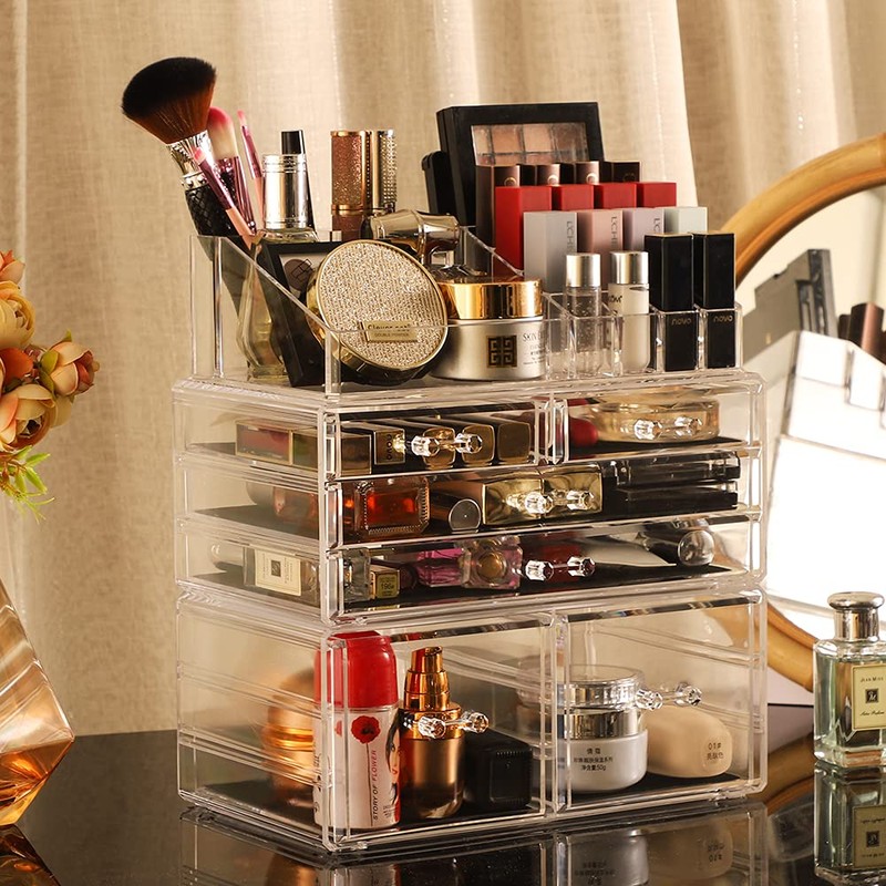 Cq acrylic 3 Pack Clear Makeup Storage Organizer,Stackable 6 Drawers