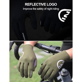 INBIKE Cycling Gloves Men Women Long Winter Warm Gloves Windproof Breathable Touchscrenn Reflective Cycling Gloves for Cycling Road Bike Sports Green M