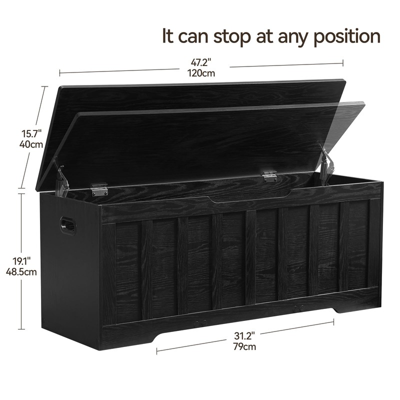 47.2" Storage Chest Extra Large,Storage Trunk with 2 Safety Hinges,Wooden