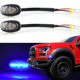 Boigoo Fender Flares Light compatible with Ford Raptor F150 LTD F250 F350, Trucks/Pickup Side Marker Lights - Amber/Red/Blue Lights Smoked Lens 12LED Super Bright (Blue LED Smoked Lens)