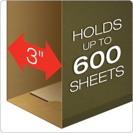 Pendaflex 04152X3 Extra Capacity Reinforced Hanging File Folders, 3", Letter Size, Standard green, 1/5 Cut, 25/BX (4152x3)