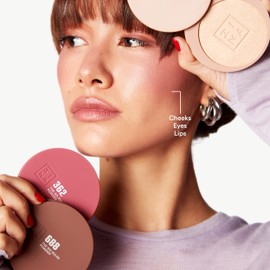 3INA MAKEUP - The No-Rules Powder 688 - Dark Brown 3-in-1 Compact Powder for Eyes, Lips and Cheeks - Powder with Hyaluronic Acid and Ceramide - Soft Powder Lightweight Formula - Vegan - Cruelty Free