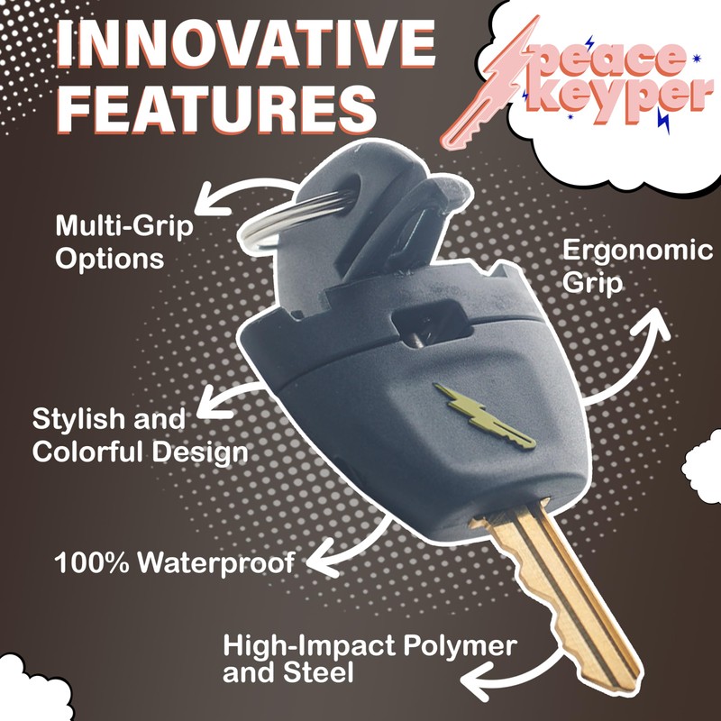 Peace Keyper Multi Grip Self-Defense Safety Keychain (Black)