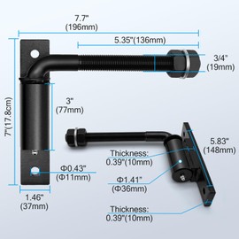 JEXIFY 3/4'' J Bolt Gate Hinge, 7" Heavy Duty Gate Hinges Up to 1100lbs, Gate Hinges for Wooden Fences, for Vehicular and Pedestrain Swing Gates (2 pc)